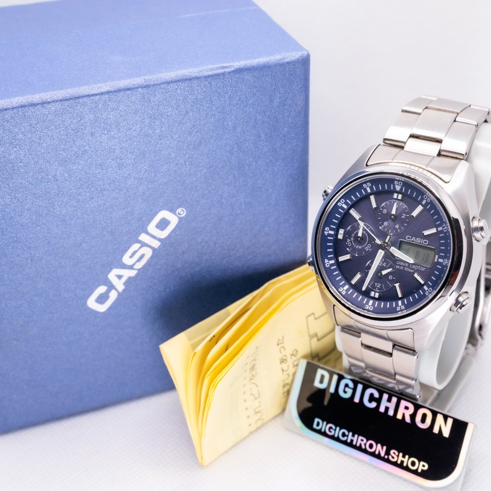 Casio JDM WVQ-500DJ Wave Ceptor Import Analog Digital Watch Box & Papers